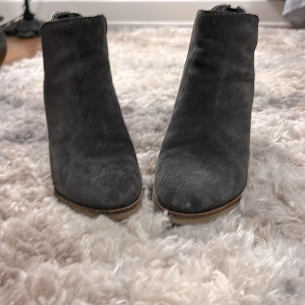 Dolce Vita gray suede and snake skin booties. Purchased from Stitch Fix.